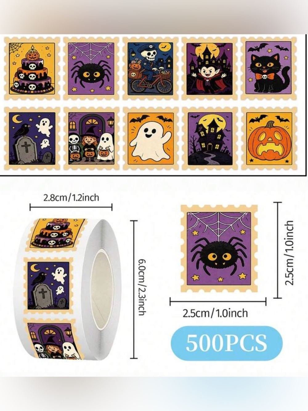 500 Halloween Sticker Roll